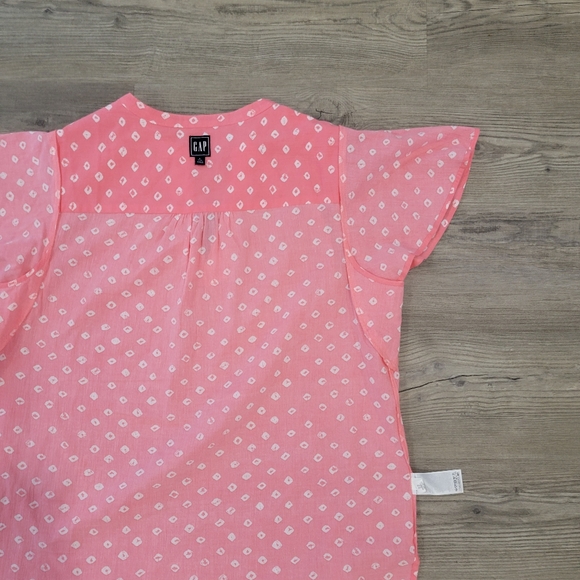 GAP Women's Pink Ruffle Sleeve Blouse Size Large Tall - Picture 10 of 10